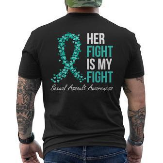 Sexual Assault Awareness Month I Wear Teal Ribbon Support Men's T-shirt Back Print | Mazezy