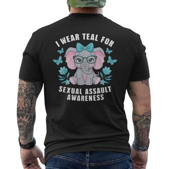 Sexual Assault Awareness I Wear Teal Cute Elephant 2024 Men's T-shirt Back Print | Mazezy