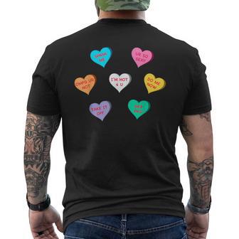 Sexy Conversation Candy Hearts Valentines Day T Men's T-shirt Back Print - Monsterry AU