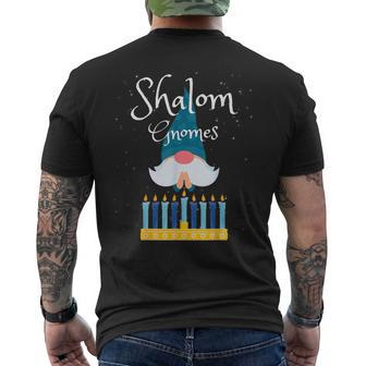 Shalom Gnomes Jewish Hanukkah Blessing Chanukah Lights Men's T-shirt Back Print | Mazezy