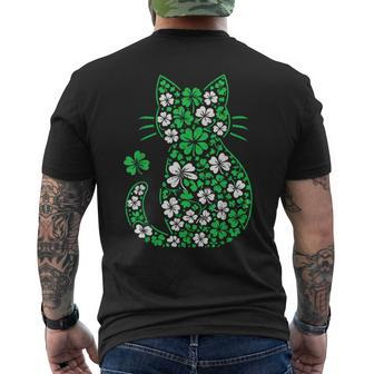 Shamrock Irish Cat Graphic Saint Patrick Day For Cat Lovers Men's T-shirt Back Print - Seseable