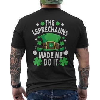 Shamrock Leprechauns Made Me Do It St Patrick's Day Boys Men Men's T-shirt Back Print - Monsterry