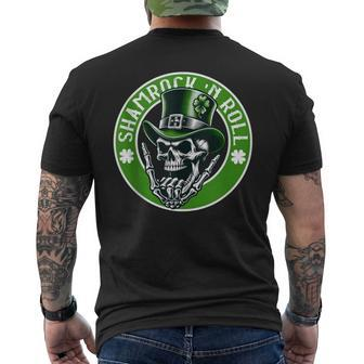 Shamrock N Roll Irish Music Skull St Patrick's Rocker Men's T-shirt Back Print - Monsterry