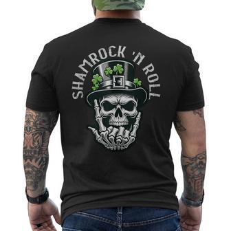 Shamrock N Roll Leprechaun Punk & Clover Skulls Apparel Men's T-shirt Back Print - Monsterry CA