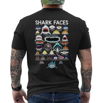 Shark Faces Type Of Shark Shark Faces Of All Kinds Men's T-shirt Back Print - Seseable