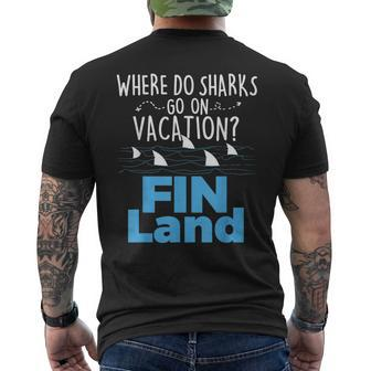 Where Do Sharks Go On Vacation Shark Lover Ocean Wildlife Men's T-shirt Back Print - Monsterry CA