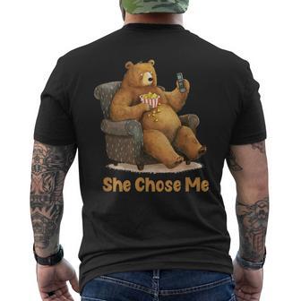 She Chose Me I Choose The Bear Novelty Viral Humor C Men's T-shirt Back Print - Monsterry