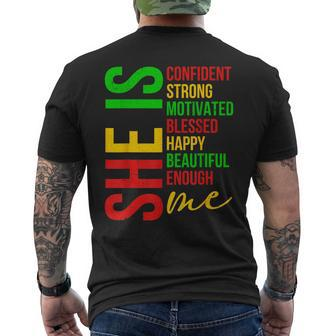 She Is Me Confident Strong Motivated Black History Month Men's T-shirt Back Print - Seseable