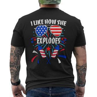 I Like How She Explodes 4Th Of July Matching Couple Men's T-shirt Back Print - Monsterry AU