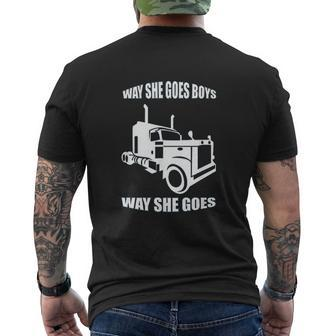 Way She Goes Boys Truck Driver Mens Back Print T-shirt | Mazezy