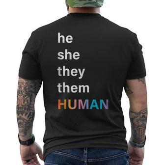 He She They Them Human Lgbtq Pride Mens Back Print T-shirt - Thegiftio UK