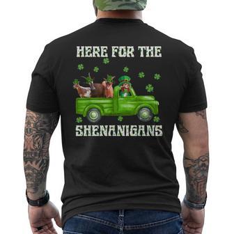 Here For The Shenanigans Leprechaun Goat St Patrick's Day Men's T-shirt Back Print - Monsterry DE