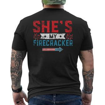She's My Firecracker His And Hers 4Th July Matching Couples Men's T-shirt Back Print - Monsterry