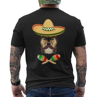 Shetland Sheepdog Sombrero Mustache Cinco De Mayo Mens Back Print T-shirt - Seseable