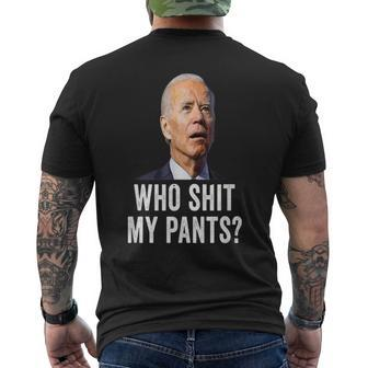 Who Shit My Pants Anti Joe Biden Men's T-shirt Back Print - Monsterry