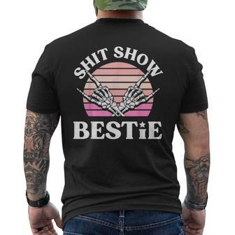 Shit Show Besties Skeleton Rock N Roll Bestfriend Men's T-shirt Back Print | Mazezy