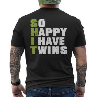 Shit So Happy I Have Twins Fathers Day Dad Daddy Papa Men's T-shirt Back Print - Monsterry DE