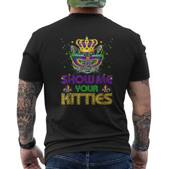 Show Me Your Kitties Mardi Gras Mens Back Print T-shirt - Thegiftio UK
