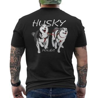 Siberian Husky Power Awesome Cute Husky Men's T-shirt Back Print - Monsterry