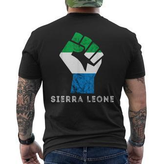Sierra Leone Hand Fist Flag Sierra Leonean Roots Pride Men's T-shirt Back Print - Monsterry
