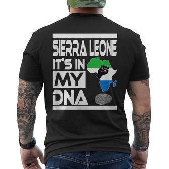 Sierra Leone It's In My Dna With Flag Africa Map Raised Fist Men's T-shirt Back Print - Monsterry