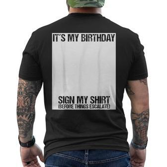 Sign My Birthday Party Ice Breaker & Womens Men's T-shirt Back Print | Mazezy