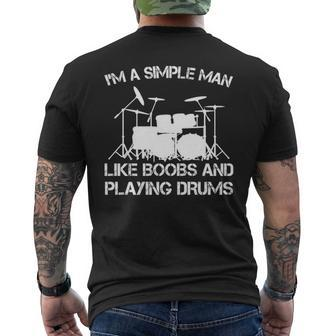 Simple Man Playing Drums Men's T-shirt Back Print | Mazezy
