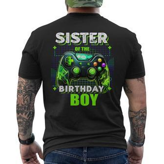 Sister Of The Birthday Boy Matching Video Game Birthday Men's T-shirt Back Print - Seseable