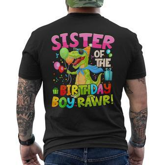 Sister Birthday Boy Rawr Dinosaur Birthday Party Decorations Men's T-shirt Back Print - Thegiftio UK