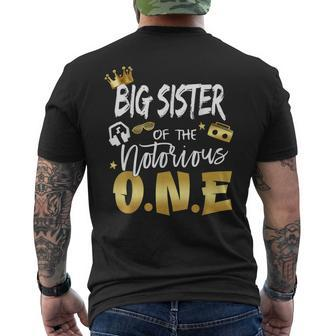 Sister Of The Notorious One Old School 1St Birthday Men's T-shirt Back Print - Thegiftio UK
