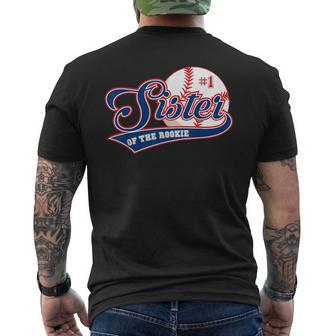 Sister Of Rookie 1St Birthday Baseball Theme Matching Party Men's T-shirt Back Print - Seseable
