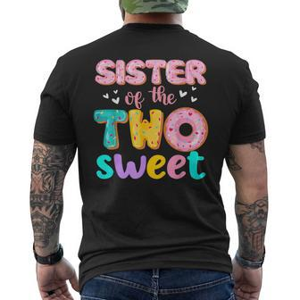 Sister Of The Two Sweet Donut Birthday Family Theme Girl Men's T-shirt Back Print - Thegiftio UK