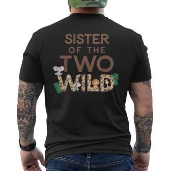 Sister Of The Two Wild Animal Safari 2Nd Birthday Theme Men's T-shirt Back Print - Seseable