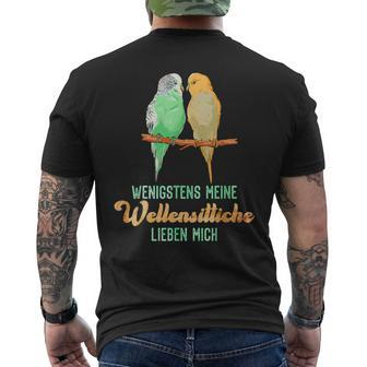 Sittich Wenigstens Meine Wellensittiche Birds Budgie T-Shirt mit Rückendruck - Seseable