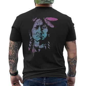 Sitting Bull-Portrait-Pop Art-Sioux-American-Indian-History Mens Back Print T-shirt - Thegiftio UK