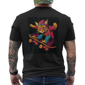 Skating Cat With Cool Skateboard Costume Men's T-shirt Back Print - Thegiftio UK