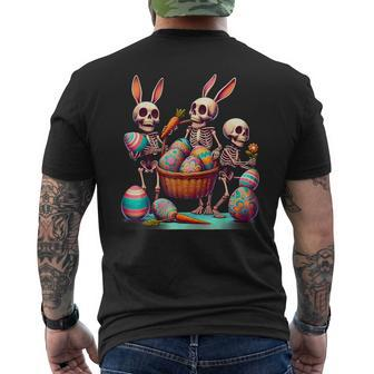 Skeleton Bunny Basket Hippie Eggs Rabbit Carrot Easter Day Men's T-shirt Back Print - Seseable