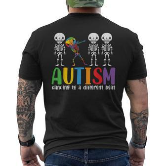 Skeleton Dancing To A Different Beat Autism Awareness Men's T-shirt Back Print - Monsterry DE