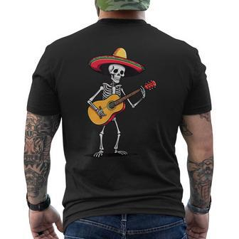 Skeleton Mexico Guitar Music Fiesta Cinco De Mayo Men's T-shirt Back Print - Monsterry