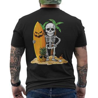 Skeleton Surfing Halloween Hawaii Hawaiian Surfer Men's T-shirt Back Print | Mazezy CA