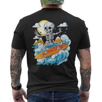 Skeleton Surfing Halloween Hawaii Hawaiian Surfer Men's T-shirt Back Print | Mazezy AU