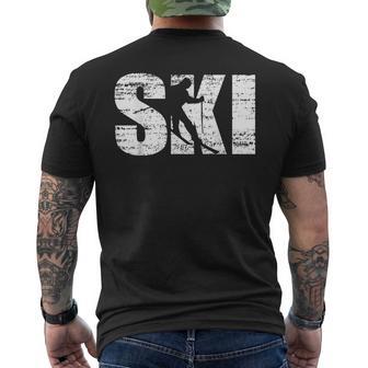 Ski Distressed Look Skifahrer Geschenk T-Shirt mit Rückendruck - Seseable