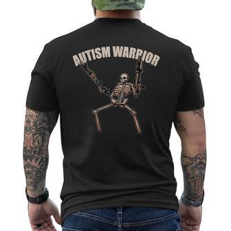 Skull Autism Warrior Autism Skeleton Meme Autism Awareness Men's T-shirt Back Print - Monsterry