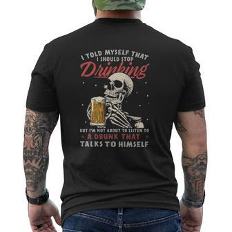 Skull Drinking Beer Print Aesthetic 2022 Mens Back Print T-shirt - Thegiftio