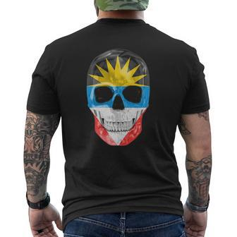 Skull Flag Of Antigua And Barbuda Mens Back Print T-shirt | Mazezy
