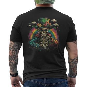 Skull Skeleton Leprechaun St Patrick's Day Saint Paddy's Men's T-shirt Back Print - Seseable