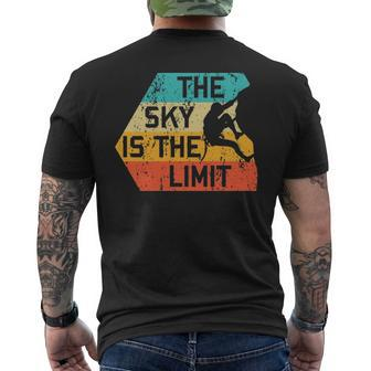 The Sky Is The Limit Retro Rock Climbing Vintage Climber Men's T-shirt Back Print | Mazezy