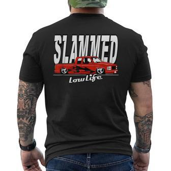 Slammed Custom Car Lowlife Lowered Pickup Truck Hotrod Men's T-shirt Back Print - Monsterry UK