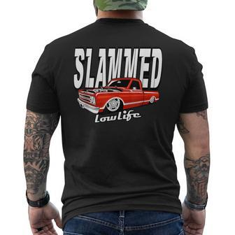 Slammed Custom Car Lowlife Lowered Truck Custom Pickup Men's T-shirt Back Print - Monsterry UK