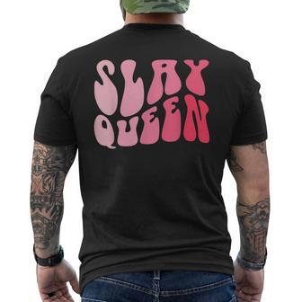 Slay Queen Slang For Self Confidence Make Someone Laugh Girl Men's T-shirt Back Print - Seseable